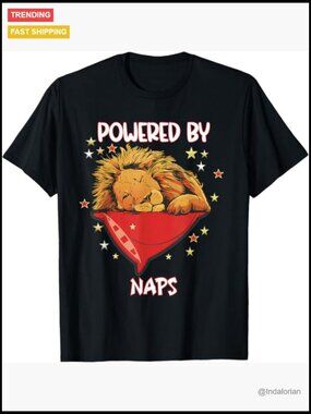 Funny Sleeping Lion Naps Design T-Shirt Dress